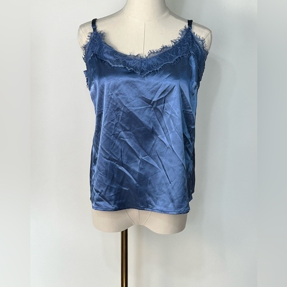 Francesca's Collections Tops - Astrologie Francesca’s Y2K Blue Babydoll Lace Trim Satin Lace Cami NWT Medium